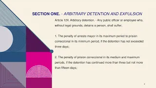 Lecture Criminal Law (Arbitrary Detention and Warrantless Arrest)