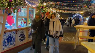 🇷🇺 4K Walking through the streets of Moscow on New Year's eve.  POV