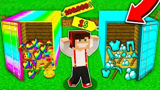 TANI KONTENER 1$ vs DRGOI KONTENER 100.000$ W MINECRAFT?! GPLAY & LUMI