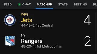 The Winnipeg Jets vs New York Rangers STATEMENT Game