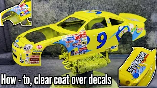 How to: clear coat over water slide decals on a scale model car