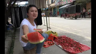 美女路边卖花生不好卖，机智想出一招买花生送西瓜，生意立马火爆