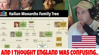 American Reacts Italian Monarchs Family Tree | Charlemagne to Umberto II