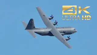 (4K) Lockheed Martin CC-130J-30 Hercules Canadian Air Force arrival RAF Fairford RIAT 2022 AirShow