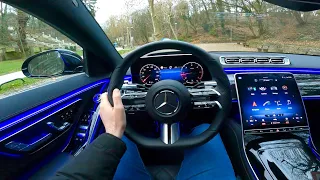 New Mercedes S-Class 2021 - POV test drive (augmented reality, autonomus driving, safety systems)