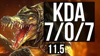 RENEKTON vs DARIUS (TOP) | 7/0/7, 67% winrate, Godlike | KR Master | v11.5