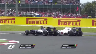 F1 2012 Britain Maldonado Crashes Into Perez