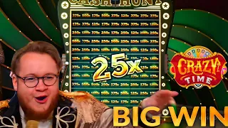 Crazy Time Big Win Today,Oh My God! Cash Hunt Multipliers 25X !!