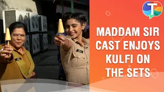 Karishma Singh & Pushpa Singh aka Sonali & Yukti enjoy Kulfi on Maddam Sir sets