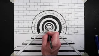 How to Draw a Railroad Tunnel in One Point Perspective