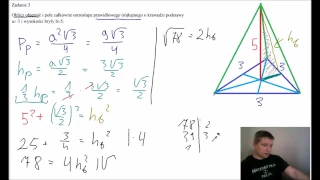 (PP) Oblicz objętość i pole całkowite ostrosłupa prawidłowego trójkątnego ...