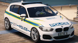 GTA 5 South Africa Police Mod BMW 1 SERIES SAPS CONCEPT LSPDFR GAMEPLAY PLAYING AS A COP MOD AIR BAG