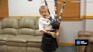 Self-taught 7-yr-old shocks family with bagpipe skills