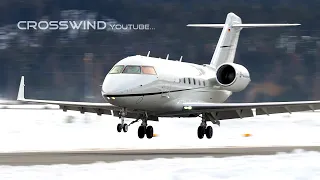 Bombardier Challenger 604 | Landing and Takeoff | Engadin Airport 02.01.2022 4K