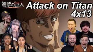 Attack on Titan 4x13 Reactions | Great Anime Reactors!!! | 【進撃の巨人】【海外の反応】