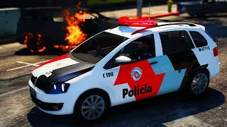 VIATURA DA POLÍCIA MILIAR DE SÃO PAULO EXPLODE DURANTE PERSEGUIÇÃO NO GTA 5