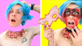 TRYING 11 Scary and Funny Halloween Makeup and Costume Ideas By Crafty Panda