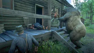 Arthur brings a bear to Aberdeen pig farm | RDR2