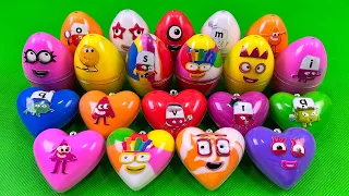 Rainbow Eggs: Hunting Numberblocks with CLAY inside Mini Heart Coloring! Satisfying ASMR Videos