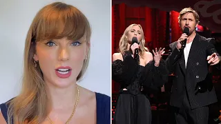 Taylor Swift REACTS to Ryan Gosling & Emily Blunt’s ‘All Too Well’ Barbenheimer Cover on SNL