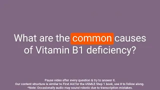 Vitamin B1 Deficiency Disorders: A Comprehensive Review