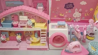 Pink Rabbit Toys|21 Minutes Satisfying with Unboxing 2 Sets Pink Rabbit House Toys,Laundry Set ASMR