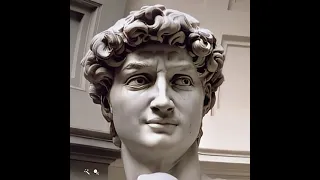 Michelangelo Buonarroti, David (animated), head of sculpture, marble