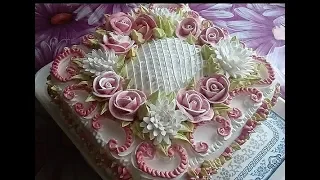 Торт "99 цветочков " Украшение БЗКкремом. Cake "99 flowers"