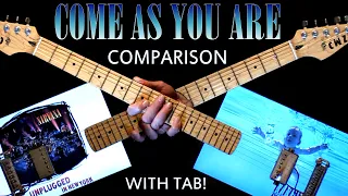 Nirvana Come As You Are Guitar Chords Lesson & Tab Tutorial + Solo | Nevermind VS Unplugged Version