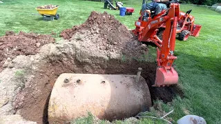 Removing an old heating oil tank with my Kubota BX23s