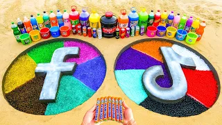 How to make Facebook & TikTok logo with Cement & Orbeez, Giant Coca Cola, Fanta, Soda and Mentos