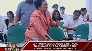 SONA: Sen. Miriam Santiago, nag-walk out sa pagdinig ng Commission on Appointments