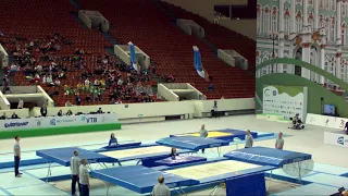 Uzbekistan (UZB) M - 2018 Trampoline Worlds, St. Petersburg (RUS) - Qualification Synchro R2