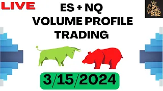 🔴LIVE: $ES + $NQ Trading with Volume Profile, ATAS  - March 15th - Apex Funded Traders 130/200