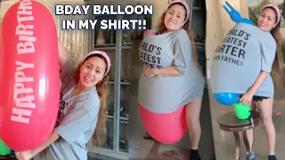 GIANT HAPPY BDAY BALLOON IN MY SHIRT