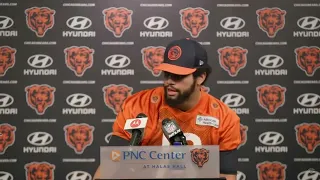 Caleb Williams says Da Bears at the end of press conference.