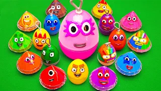Finding Pinkfong in Kinetic Sand with Dinosaur Rainbow Eggs... CLAY Coloring! Satisfying ASMR Videos