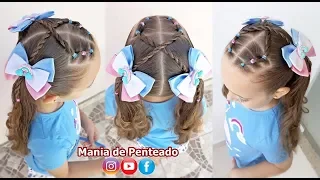 Penteado Infantil Fácil com Ligas e Maria Chiquinha | Easy Hairstyle with Elastics and Two Ponytails