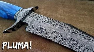 FORJING a feather damascus steel BOWIE in 19 minutes?!