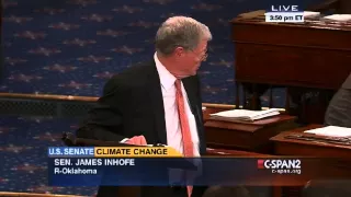 Sen. Jim Inhofe (R-OK) Throws a Snowball on the Senate Floor