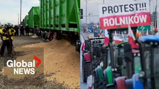 Polish farmers dump Ukrainian grain, stage border blockade