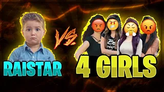 Solo Vs Squad || Raistar Vs 4 India Girls Clash Squad Challenged ||  Garena Free Fire