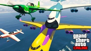 ПРЫЖОК НА МАШИНЕ С САМОЛЕТА НА САМОЛЕТ! GTA ONLINE! (УГАР, ЭПИК, БАГИ) #48