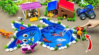 DIY mini Farm Diorama with POKEMON pool, how to make cow shed, new hand pump Supply Water for Animal