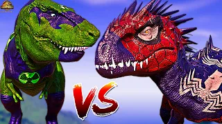 HULK SHARK T-REX Vs Spider-Man Indominus Rex & Tarbosaurus Jurassic World Evolution Dinosaurs Fight