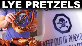 Bavarian soft pretzels (safely) bathed in caustic soda