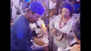 Millionaire prophetess Olubori sprays dollars on King Sunny Ade at Baba Ijebu coronation