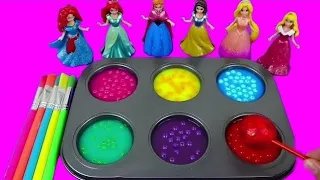 Satisfying Video I How to make Rainbow Disney Princess and Glossy Paint Pool Cutting ASMR #57