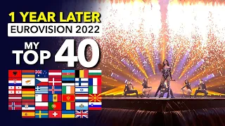 Eurovision ESC 2022 - My Top 40 (1 YEAR LATER)