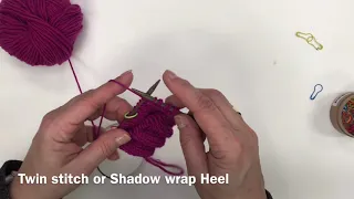 Sock Heel using Shadow Wraps/twin stitches TSK TSP